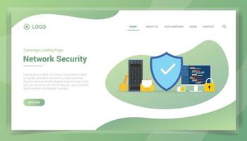network security business concept for website template landing homepage vector