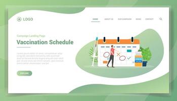 vaccination schedule time for website template landing homepage vector