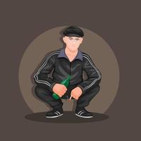 Gopnik Russian street gangster character cartoon illustration vector