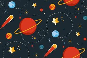 Seamless pattern with planets and stars.