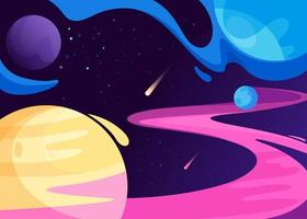 Banner with planets in space. vector