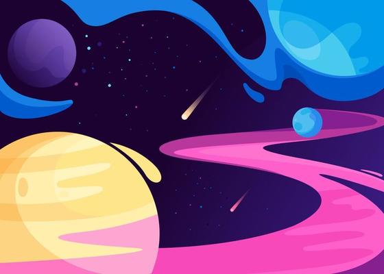 Banner with planets in space.