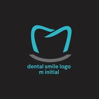 sonrisa dental logo m inicial vector