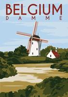 Damme Belgium Vector Illustration Background