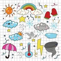 Set of Hand Drawn Weather Doodle vector