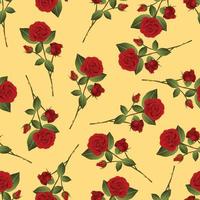 Red Rose Bouquet on Yellow Background vector