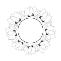 Indian lotus Outline Banner Wreath vector