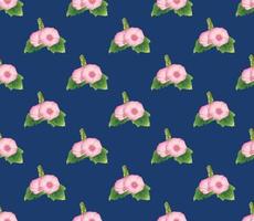 Pink Hollyhock on Indigo Blue Background vector