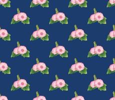 Pink Hollyhock on Indigo Blue Background vector