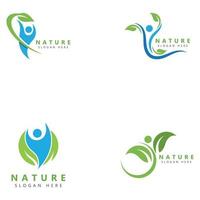 plantilla de diseño de logotipo de vector de bienestar de personas sanas de medicina herbal natural