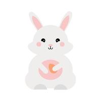Cute rabbit with an Easter egg.Hare isolated on a white background.Flat illustration.Vector vector