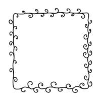 Doodle frame with flower pattern.A simple black and white hand -drawn frame.Vector illustration vector