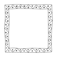 Doodle frame with a geometric pattern.A simple black and white hand -drawn frame.Vector illustration vector