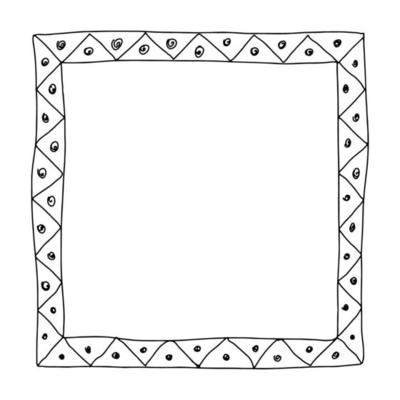 Doodle frame with a geometric pattern.A simple black and white hand -drawn frame.Vector illustration