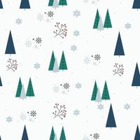 Merry Christmas Seamless Pattern with Tree and Snow vector