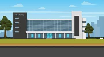 fondo de paisaje de ilustración de edificio de hospital vector