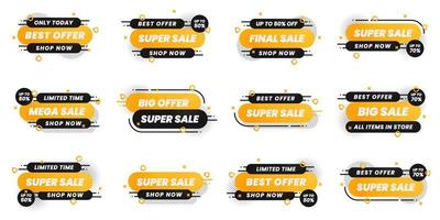 Set of modern sale stickers and colorful collection labels. shopping concept vector