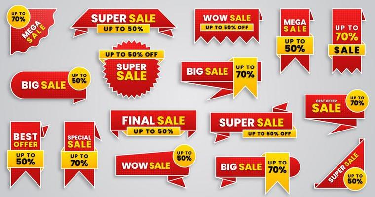 Modern sale stickers and tags colorful collection