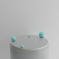3d rendering of the podium with cute blue balls photo