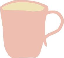 taza de té dibujada a mano. higiene escandinava. hogar acogedor rosa vector