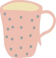 tea cup hand drawn. scandinavian hygge. cozy home pink vector