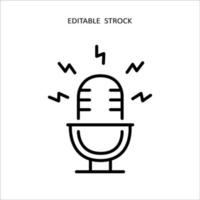 Microphone outline icon. Voice record simbol. Audio mic logo vector