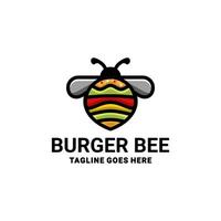 combinación de diseño de logotipo de doble significado de hamburguesa y abeja vector