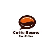 Coffee Beans combination with chat icon in background white ,vector logo design editable vector