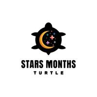 diseño de logotipo de vector de mascota simple de combinación de doble significado tortuga y mes estrella