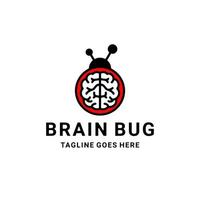 Double Meaning Logo Design Combination of Brain and Bug vector