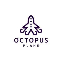 Octopus combination with plane in background white ,vector logo design editable vector