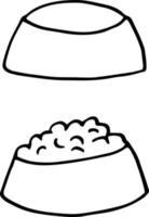 bowl with pet food icon set. hand drawn doodle. , scandinavian, nordic, minimalism monochrome vector