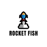 Combination fish and rocket,in background white, design logo vector editable