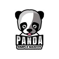 diseño de logotipo de vector de mascota simple de panda en color negro blanco