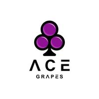 combinación de tarjeta as y uvas de frutas de chat en fondo blanco, plantilla de diseño de logotipo vectorial editable vector