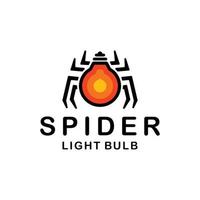 Spider combination with light bulb in white background , template vector logo design