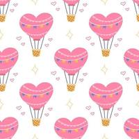 Heart shaped balloon, vector seamless pattern for Valentines Day