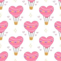 Heart shaped balloon, vector seamless pattern for Valentines Day
