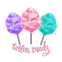 Colorful illustration of cotton candy on a white isolated background. Vector. vector