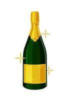 Vector champagne bottle on a white isolated background.