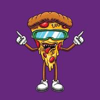 genial logo de dibujos animados de pizza skate