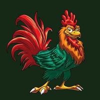 logotipo de pollo gallo rojo premium vector