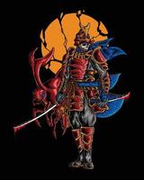 insecto rojo japón sangre samurai ilustración vector