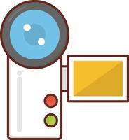 Ilustración de vector de cámara sobre un fondo transparente. símbolos de primera calidad. icono de color plano de línea vectorial para concepto y diseño gráfico.