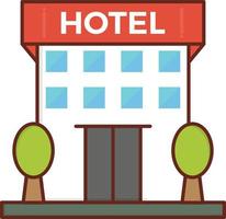 Ilustración de vector de hotel sobre un fondo transparente. símbolos de primera calidad. icono de color plano de línea vectorial para concepto y diseño gráfico.