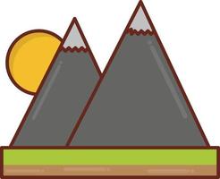 ilustración de vector de montaña sobre un fondo transparente. símbolos de primera calidad. icono de color plano de línea vectorial para concepto y diseño gráfico.