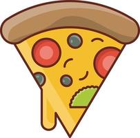 Ilustración de vector de pizza sobre un fondo transparente. símbolos de primera calidad. icono de color plano de línea vectorial para concepto y diseño gráfico.