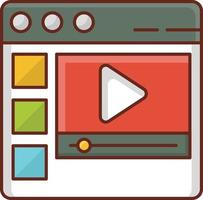 ilustración vectorial de vídeo sobre un fondo transparente. símbolos de primera calidad. icono de color plano de línea vectorial para concepto y diseño gráfico. vector