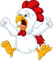 Cartoon angry chicken on white background vector