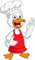 Cute duck chef cartoon with ok sign vector